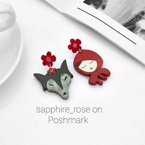 Little Red Riding Hood Earrings Big Bad Wolf Acrylic Women’s Earrings Halloween